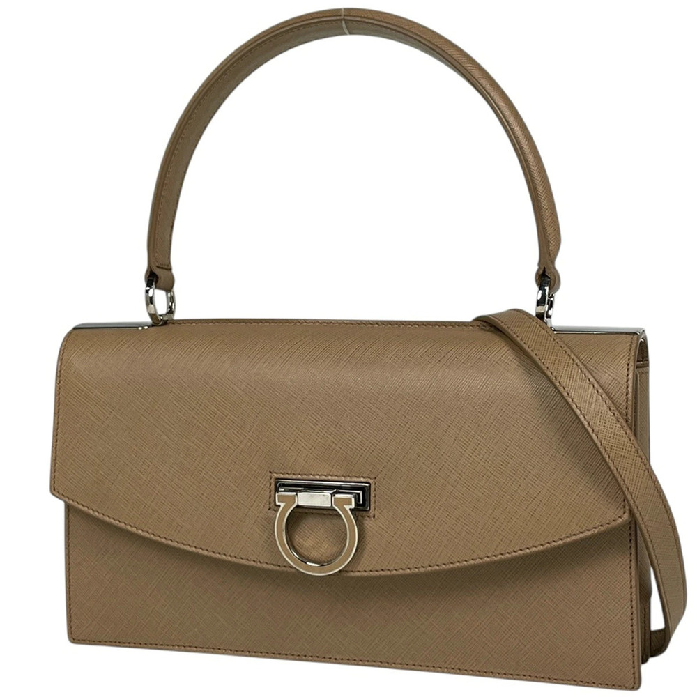 Salvatore Ferragamo handbag Gancini leather Beige Cream